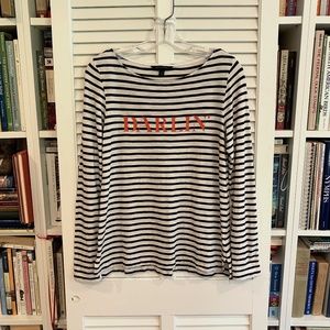 Banana Republic Black & White Striped Long Sleeve DARLIN' T-Shirt M